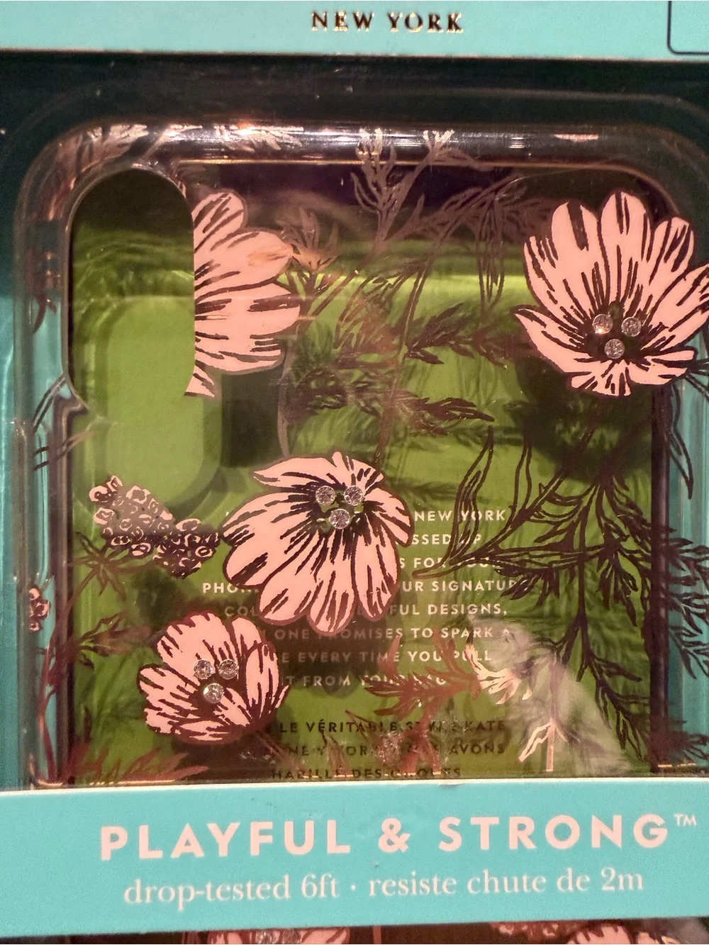 Kate Spade Clear Floral iPhone XS Max Hardshell Case Pink Flowers. Case is clear